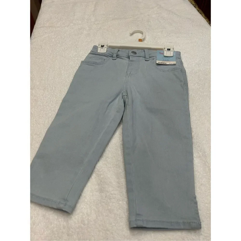 NWT Cat & Jack large light blue cropped Capri 5 pocket jeans